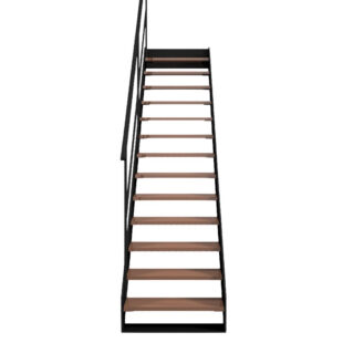 Detail van de Trap ProClimb Open met leuning – open treden gecombineerd met een stevige leuning voor extra veiligheid en een moderne uitstraling.