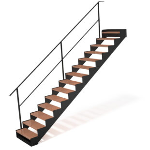 Hoofdbeeld van de Trap PeakRise Open met leuning – luchtig ontwerp met open treden en een robuuste leuning voor extra stabiliteit en stijl in je interieur.